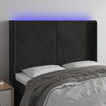 ARDEBO.de - LED Kopfteil Schwarz 147x16x118/128 cm Samt