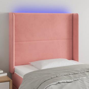 ARDEBO.de - LED Kopfteil Rosa 93x16x118/128 cm Samt