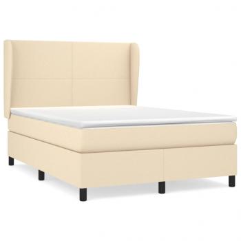 Boxspringbett mit Matratze Creme 140x190 cm Stoff