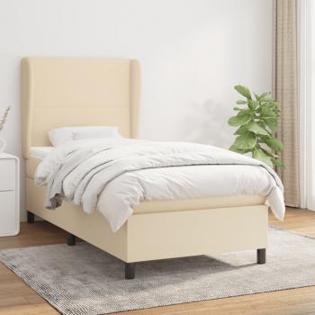 ARDEBO.de - Boxspringbett mit Matratze Creme 100x200 cm Stoff