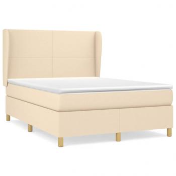 Boxspringbett mit Matratze Creme 140x200 cm Stoff