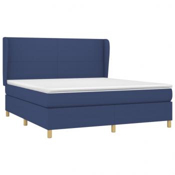 Boxspringbett mit Matratze Blau 160x200 cm Stoff