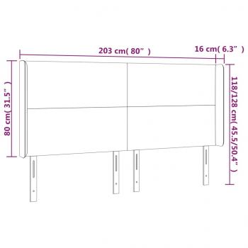 LED Kopfteil Creme 203x16x118/128 cm Stoff