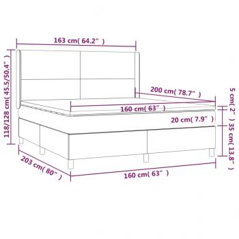 Boxspringbett mit Matratze & LED Blau 160x200 cm Stoff