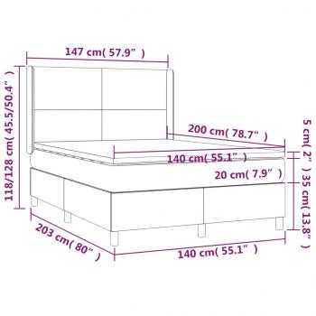 Boxspringbett mit Matratze & LED Schwarz 140x200 cm Samt