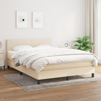 ARDEBO.de - Boxspringbett mit Matratze Creme 140x200 cm Stoff