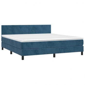 Boxspringbett mit Matratze Dunkelblau 180x200 cm Samt