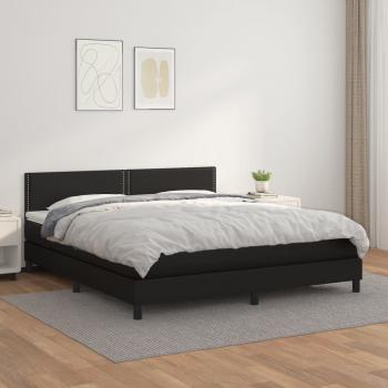 ARDEBO.de - Boxspringbett mit Matratze Schwarz 180x200 cm Kunstleder