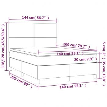 Boxspringbett mit Matratze Creme 140x200 cm Stoff