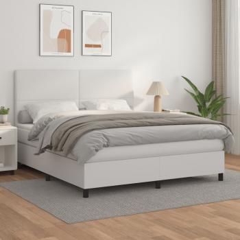 ARDEBO.de - Boxspringbett mit Matratze Weiß 160x200 cm Kunstleder