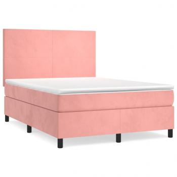 Boxspringbett mit Matratze Rosa 140x200 cm Samt