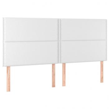 LED Kopfteil Weiß 180x5x118/128 cm Kunstleder