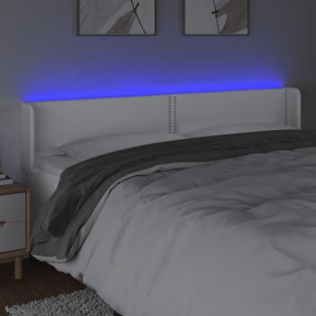 LED Kopfteil Weiß 183x16x78/88 cm Kunstleder