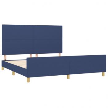 Bettgestell mit Kopfteil Blau 160x200 cm Stoff