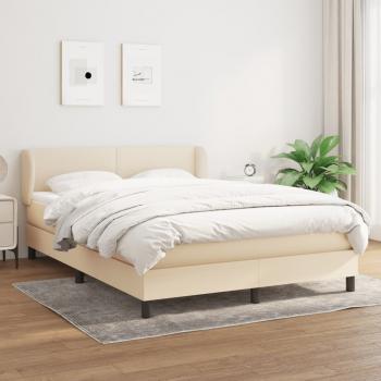 ARDEBO.de - Boxspringbett mit Matratze Creme 140x190 cm Stoff