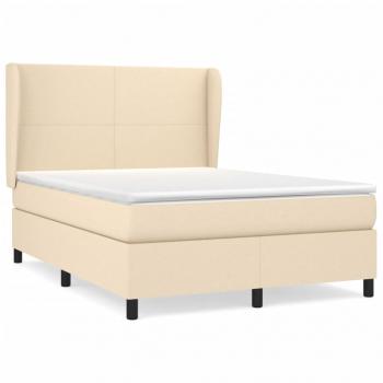 Boxspringbett mit Matratze Creme 140x200 cm Stoff