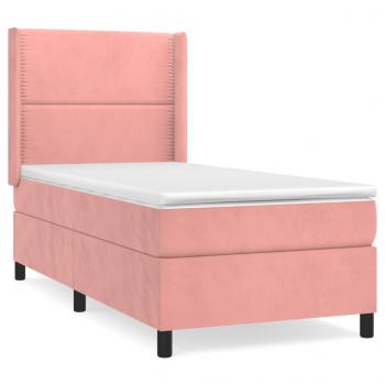 Boxspringbett mit Matratze Rosa 90x190 cm Samt