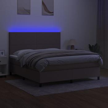 Boxspringbett mit Matratze & LED Taupe 160x200 cm Stoff