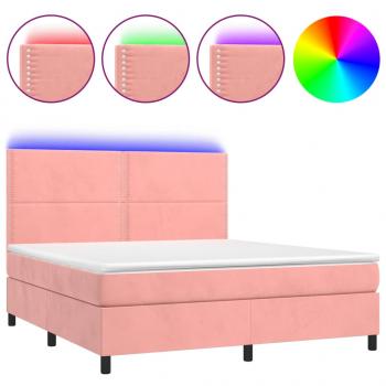 Boxspringbett mit Matratze & LED Rosa 180x200 cm Samt