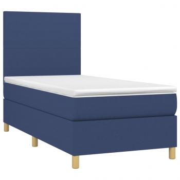 Boxspringbett mit Matratze & LED Blau 80x200 cm Stoff