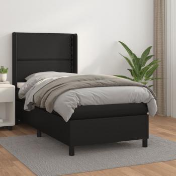 ARDEBO.de - Boxspringbett mit Matratze Schwarz 90x190 cm Kunstleder