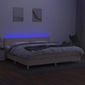 Boxspringbett mit Matratze & LED Creme 200x200 cm Stoff