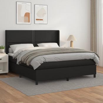 ARDEBO.de - Boxspringbett mit Matratze Schwarz 180x200 cm Kunstleder