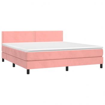 Boxspringbett mit Matratze & LED Rosa 180x200 cm Samt