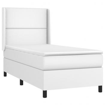 Boxspringbett mit Matratze & LED Weiß 90x190 cm Kunstleder