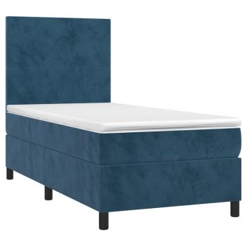 Boxspringbett mit Matratze Dunkelblau 90x190 cm Samt