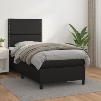 ARDEBO.de - Boxspringbett mit Matratze Schwarz 90x190 cm Kunstleder