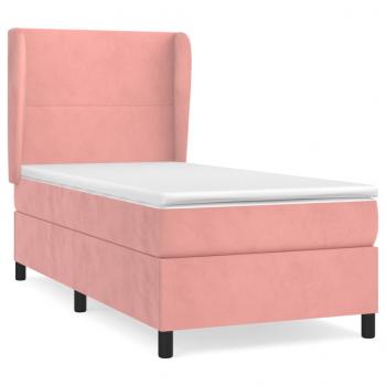 Boxspringbett mit Matratze Rosa 80x200 cm Samt