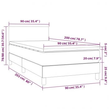 Boxspringbett mit Matratze & LED Dunkelblau 90x200 cm Samt