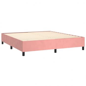 Boxspringbett mit Matratze & LED Rosa 180x200 cm Samt