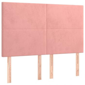 Kopfteile 4 Stk. Rosa 72x5x78/88 cm Samt