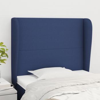 ARDEBO.de - Kopfteil mit Ohren Blau 103x23x118/128 cm Stoff