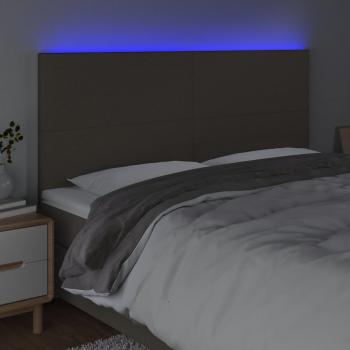 LED Kopfteil Taupe 160x5x118/128 cm Stoff