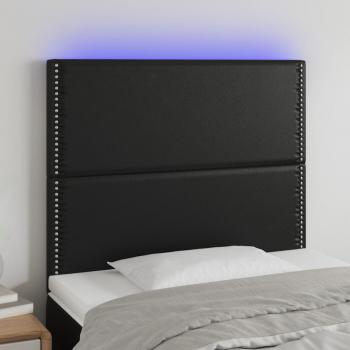 ARDEBO.de - LED Kopfteil Schwarz 90x5x118/128 cm Kunstleder 