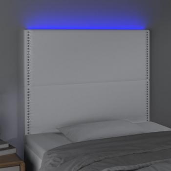 LED Kopfteil Weiß 100x5x118/128 cm Kunstleder