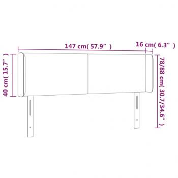 LED Kopfteil Schwarz 147x16x78/88 cm Samt