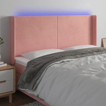 ARDEBO.de - LED Kopfteil Rosa 163x16x118/128 cm Samt