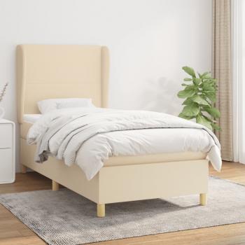 ARDEBO.de - Boxspringbett mit Matratze Creme 100x200 cm Stoff