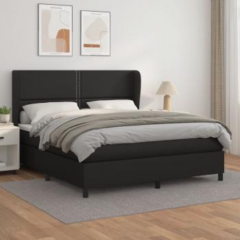 ARDEBO.de - Boxspringbett mit Matratze Schwarz 180x200 cm Kunstleder