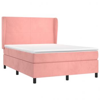 Boxspringbett mit Matratze Rosa 140x190 cm Samt