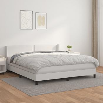 ARDEBO.de - Boxspringbett mit Matratze Weiß 180x200 cm Kunstleder