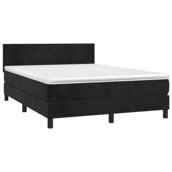 Boxspringbett mit Matratze & LED Schwarz 140x190 cm Samt