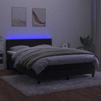 Boxspringbett mit Matratze & LED Schwarz 140x190 cm Samt