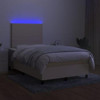 Boxspringbett mit Matratze & LED Creme 120x200 cm Stoff