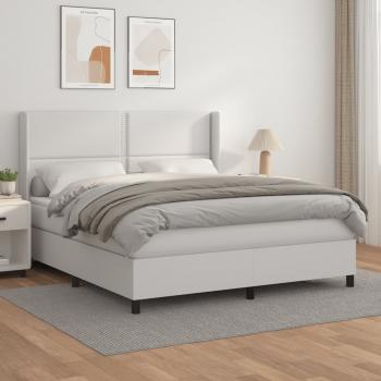 ARDEBO.de - Boxspringbett mit Matratze Weiß 180x200 cm Kunstleder