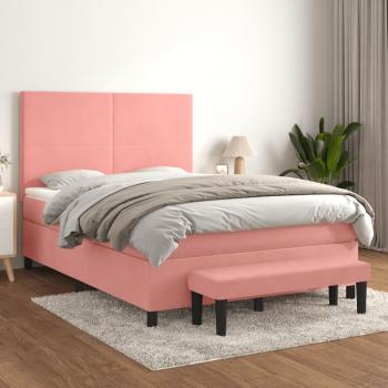 ARDEBO.de - Boxspringbett mit Matratze Rosa 140x200 cm Samt